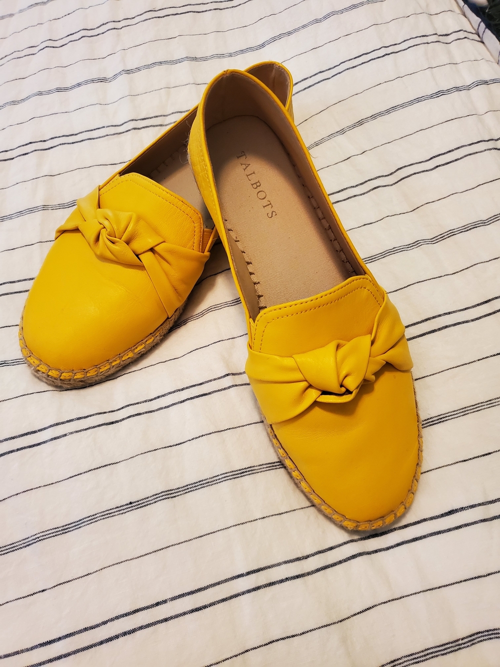 Talbots Bright Yellow Knot-Front Espadrille Flats, 9M